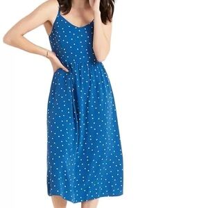 NWT Old Navy Women's Polka Dot Fit & Flare Blue and White Cami Midi Style